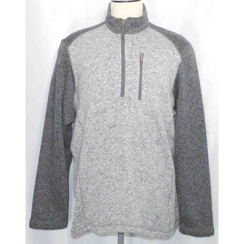 Woolrich Gray 1/4 Zip Polyester Fleece L/S Pullover Sweater Mens Size 2XL